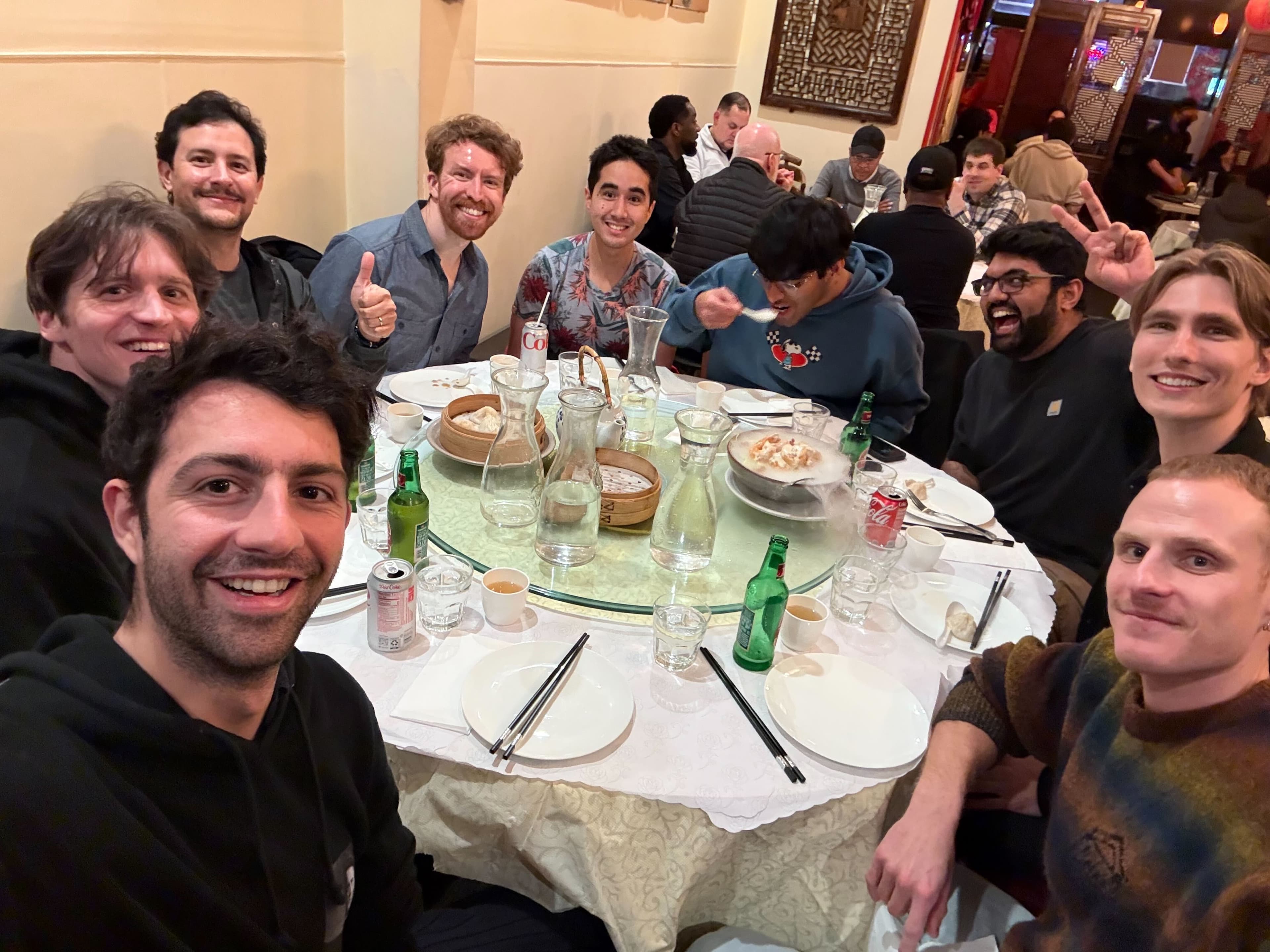 The Anon team out together at dinner.